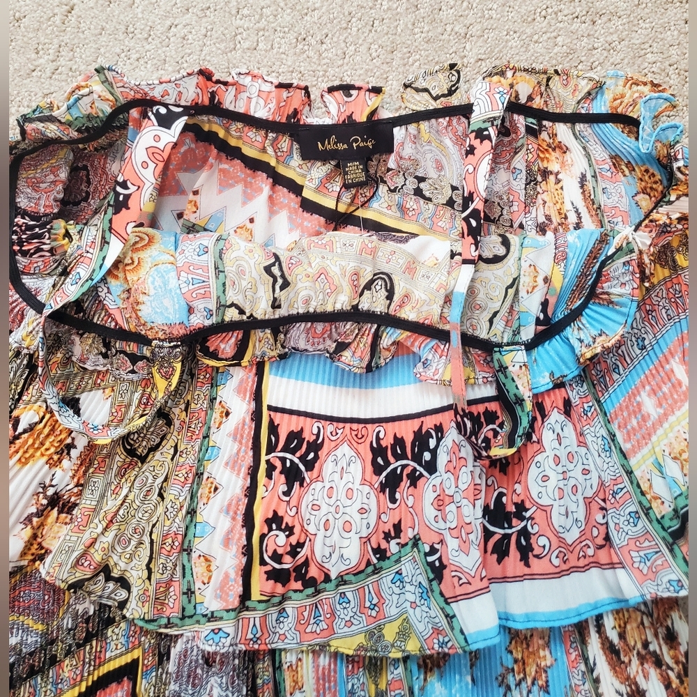Melissa Paige Colorful Patterned Ruffle Blouse - Picture 7 of 12
